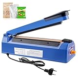 300 mm Folienschweißgerät - Handbetätigtes Einschweißgerät mit 3 mm Dichtungsbreite, 8-stufiger Temperaturregelung, Heißsiegelgerät geeignet für Plastiktüten, Alufolienbeutel, Kraftpapierbeutel Blau