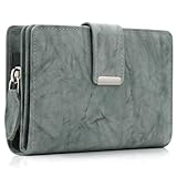 ekavale Damen Geldbörse aus weichem Leder mit RFID-Schutz - Damen-Portemonnaie (Grau)