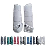 RL24 - Softoprengamaschen – Pferdegamaschen mit Klettverschlüssen – Gamaschen aus elastischem Softopren – atmungsaktiv & anatomisch geformt – Pferde Beinschutz – Weiß – M