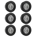 GlasFlength LCD Digital Thermometer Hygrometer, 6 Pack Thermometer Innen Mini Temperatur und Luftfeuchtigkeitsmesser ℃/℉ für Gewächshaus Keller Babyzimmer Wohnzimmer Büro (Schwarz Rund)