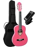 1/4 GITARRE - SET TASCHE STIMMGERÄT- KINDERGITARRE - PINK - SCHALLLOCH IN HERZFORM - CLASSIC INSTRUMENT - K6