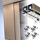 Schiebetür-Komplettset Scheunentür-Hardware-Kit mit Schienen für 2 4 Türen kundenspezifische Länge Schiene für Raumteiler Kleiderschrank (Champagne 300cm 9,8ft)