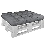 DILUMA Palettenkissen Europaletten - Sitzkissen - Lounge Kissen - 1x Palettensitzkissen 120 x 80 cm - Grau - Wasser- & Schmutzabweisender Bezug - Indoor & Outdoor - 15cm dick
