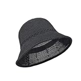 MUNSKT Strohhut, Damen-Sommerhut, faltbarer Sonnenhut aus Netzstoff, weich und leicht, Strandhut für Frühling, Schwarz , One size