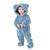 Baby Overall Winter Schneeanzüge mit Kapuze Winter Strampler Fleece Overall mit Fuß für Babys Neugeborene Kleinkind Mädchen Jungen Warm Jumpsuit für 0-12 Monate