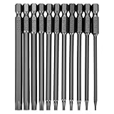 11-teiliges Sicherheits-Torx-Schraubendreher-Bit-Set, 1/4-Zoll-Sechskantschaft, S2-Stahl, magnetisches Sicherheits-Torx-Bit-Set, 10,2 cm langes Torx-Bit-Set T6, T7, T8, T9, T10, T15, T20, T25, T27,