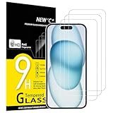 NEW'C 3 Stück, Panzer Schutz Glas für iPhone 16, iPhone 15, iPhone 15 Pro (6,1 Zoll), Frei von Kratzern, 9H Härte, HD Displayschutzfolie, 0.33mm Ultra-klar, Ultrabeständi