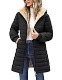 Tuopuda Winterjacke Damen Sale Teddyjacke Reißverschluss Daunenjacke Winddichter Daunenmantel Casual Winterparka Parka Pufferjacken Herbst Winter Geschenk für Frauen, Schwarz, XXL