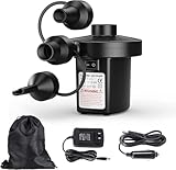 Elektrische Luftpumpe, schnelle elektrische Luftpumpe, Luftpumpe mit 3 Luftdüsen, für Camping im Freien, aufblasbare Teppiche, Aufpumpen und Ablassen von Pools