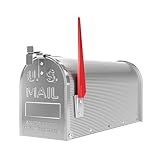 Wiltec US Mailbox Silbergrau 150 x 513 x 223 mm, amerikanischer Briefkasten mit Fahne, Wandbriefkasten oder Standbriefkasten Stahl amerikanisches Design