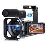 CAMWORLD 4K Videokamera 42MP Camcorder 18X Digitalzoom 30 FPS Webcam Video Kamera 3.0-Zoll 270° Rotation Vlogging-Kamera für YouTube mit Fernbedienung, 2 Batterien, 32GB SD Karte