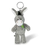 NICI 47868 Schlüsselanhänger Esel mit gesticktem Kleeblatt 10cm, Tierdruck, GRAU, 10 cm