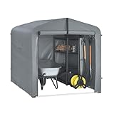 SoBuy Fahrradgarage wetterfest Geräteschuppen Fahrradgarage für 2-4 Fahrräder Carport Zelt mit UV-Schutz Fahrradschuppen für Regenschutz Motorrad Garage Gartenhaus Grau 159x165x219cm KLS11-L-DG