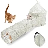 Nobleza - Katzentunnel 3 in 1, Faltbarer Spieltunnel mit Ball, Rascheltunnel für Katzen und Kätzchen, Katzenspielzeug für Haustiere wie Kaninchen und Welpen, Größen: 24×94 cm & 45×64 cm