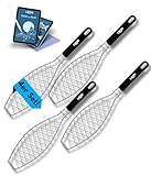 LEÓN Goods® : Fischgriller [ Edelstahl ] Grillzubehör - Grillzange für Fisch. Grillzubehör für Angler! Fisch - Grillrost + E-Book! (4X Set)