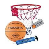 HUDORA Basketball-Set Slam It - Basketballset mit Korb, Basketball Größe 7 & Handpumpe - robuster Basketballkorb für drinnen & draußen - Basketball aus Gummi für Kinder & Erwachsene