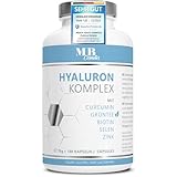 180 Hyaluronsäure Kapseln hochdosiert mit Zink - 600mg Hyaluron mit Curcumin und Grüntee-Extrakt – Vegane Hyaluron Kapseln mit Biotin, Selen ohne Zusätze in Deutschland produziert & laborgeprüft