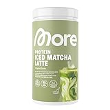 MORE Protein Iced Matcha Latte, 500g, Matcha Grünteepulver mit wertvollen Proteinen, wenig Zucker und Fett - made in Germany