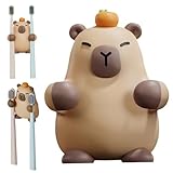 Wand-Zahnbürstenhalter, niedlicher Tier-Zahnbürstenhalter für die Dusche, mit 2 Schlitzen, lustiger Capybara-Design-Organizer für Kinder, neues Zuhause (braun)