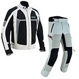 BOSmoto Atmungsaktive Motorradkombi Textil 2-teiler Motorradanzug mit Protektoren, Herren Motorrad Textil Jacke und hose,Herren Motorrad Sommer Textil kombi,Biker Motorrad Touring Kombi, (GRAY, L)
