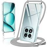 Coiwxmoi Handykette Handyhülle für Xiaomi Redmi Note 15 Pro Plus Hülle mit Band 6,83',Transparent Case mit Kette Abnehmbar zum Umhängen Kordel Schutzhülle,Weich Silikon TPU Stoßfest Cover,Grau