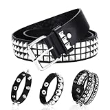 AKINSTER Nietengürtel, 4-Teiliges Set Studded Belt Nietenarmband Nietengürtel Damen und Herren Y2K Gürtel Punk Rock Accessoires für 80er-Jahre Party Halloween Weihnachten Unisex