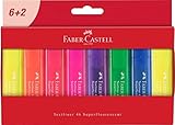 FABER-CASTELL 254667 - Textmarker Set TL 1546, 8er Etui, Neon Farben, mit langlebiger Keilspitze, Strichbreite 1 - 5 mm, nachfüllbar