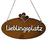 Schild Spruchtafel rostiges Gartenschild Edelrost Rost zum hängen Gartendeko Lieblingsplatz