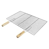ECD Germany Rechteckiger Edelstahl Grillrost mit abnehmbaren Griffen 67 x 40 cm - robust & rostfrei - für Grillkamin Buschbeck Gasgrill Feuerschalen Feuerkorb - Edelstahlgrillrost Grill Rost Zubehör