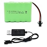 Tosiicop 6V 2400mAh RC Akku - AA NiMH Wiederaufladbar Ferngesteuertes Auto Akkupack RC Rechargeable Battery mit SM-2P Stecker und USB-Ladekabel für Remote Control Car Truck Auto Stunt Fahrzeuge Bat