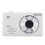 Digitalkamera, Autofokus 64 MP 4K-Kompaktkamera, 18-facher Digitaler Zoom, Tragbare Kleine Videokamera mit Zeitlupen-Zeitrafferfotografie, für Erwachsene, Anfänger, Reisen, (White)