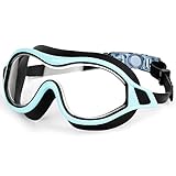 Schwimmbrille, Keine auslaufende Anti-Nebel-Schwimmbrille Schwimmbrille für Erwachsene Männer Frauen Jugend, UV-Schutz 180° Klarsicht (Blau)