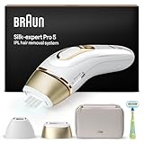 Braun IPL Silk·expert Pro 5 – IPL Haarentfernungsgerät, Dauerhafte und Schmerzfreie Haarentfernung für Zuhause – inkl. Etui, Venus Rasierer, 2 Aufsätze, Designed In Germany – PL5152, Weiß/Gold