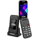 Volfen Orion Dual Klapphandy für ältere Menschen mit Doppeldisplay, große Tasten und Tasten, einfach zu bedienen, USB-C, 3 Direktspeicher, Ladestation, Schwarz