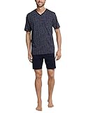 Schiesser Herren Schlafanzug kurz V-Ausschnitt - Nightwear Set, Dunkelblau_159617, 56
