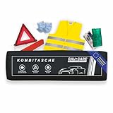 RAU-Trio-Kombitasche 2023/2024 schwarz 3in1-Set - Verbandtasche - Inhalt: Erste Hilfe-Set nach DIN 13164 aktueller Stand + Warndreieck ECE-konform + Warnweste nach EN20471 Klasse 2 + 2 Masken EN 14683