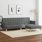 Mimdixy Kleines Sofa Relaxsofa,Schlafsofa 2-Sitzer mit Fußhocker Dunkelgrau Stoff