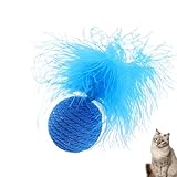 Federball Katzenspielzeug,Katzenspielzeugball mit Feder - Haustier-Gymnastikball,Federball-Katzenspielzeug, interaktives Federspielzeug für Teaser-Spiele und Jagdübungen