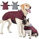 HEYWEAN Mantel Hund Wasserdicht Hundemantel Warm Winter Hundejacke Fleece Hunde Pullover Wintermantel mit D-Ring Reflektierend Hundemantel mit Klettverschluss Winterjacke Kleine Mittlere Grosse Hunde