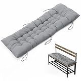 DKIEI Bankauflage 3 Sitzer Sitzkissen Bankkissen mit Bändern, 160x50 cm Sitzkissen Bank, Bequeme Gartenbank Auflage für Außen & Innen Sitzbank & Hollywoodschaukel, Grau