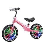 12-Zoll-Laufrad Ohne Pedal, Schiebe-Laufrad FüR Kinder von 2 bis 6 Jahren, Aufblasbare RäDer aus Magnesiumlegierung/Rosa / 12inch