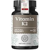NATURE LOVE® Vitamin K2 hochdosiert - Premiumrohstoff MK7-365 Tabletten - all-trans Gehalt 99,7% MK-7 Menaquinon - vegan, laborgeprüft und in Deutschland produziert
