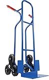Trestles Profi Sackkarre 250kg Treppensteiger Sackkarre Vollgummireifen Sackkarren Transportkarre Treppensackkarre Treppenkarre S04HS blau | Stabiler Stahlrahmen | große Schaufel | Sicherheitsgriffe