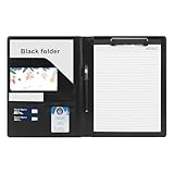 BUCOMTU Klemmbrett Ordner Klemmbrettmappe A4 mit Papier und Stift, Klemmbrett a4 mit Deckel, Schreibmappe A4 mit Dokumentenfächern, Stiftehalter, für das Büro & Konferenzen