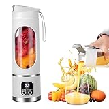 SGZIOO Tragbarer Mixer Smoothie Maker To Go, 450 ML Portable Blender, 12 Klingen, mit LED Display, Kleiner Mixer Für Shakes und Smoothie, Wiederaufladbar Mini standmixer Sport, Reisen, Outdoor