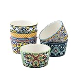 HENXFEN LEAD Soufflé Förmchen 6er Set, 175ml Creme Brulee Schälchen Set, Kleine Auflaufformen in Bunte für Leckere Würzfleisch, Ragout Fin, und Pudding - Bohemian Style