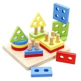 TOYANDONA Geometrische Blöcke Stapelspiel Set Formen Sortierer Puzzle Für Kreatives Zur Der Motorischen Fähigkeiten Und Problemlösungskompetenz
