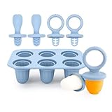 Eisformen Silikon Eisformen für Babys und Kleinkinder, 6 Eisformen mit Kunststoffstäbchen (Blau)