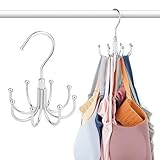 2 Stücke Belt Hangers BH Aufbewahrung Tie Holder Gürtel Organizer,Drehbares Metall,um Platz zu Sparen,Krawattenbügel Multifunctional Ling Hook Organiser for Ties,Scarves,Cloths,Bags(Silver)