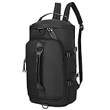 Bauchtasche Rucksack Mit Vielen FäChern wasserdichte leichte Faltbare Unisex-Sport-Wochenend-Reise-Eco-Fitness- Übernachtungstaschen Duffle Bag Woman Damentaschen Wanderrucksack (Black, One Size)